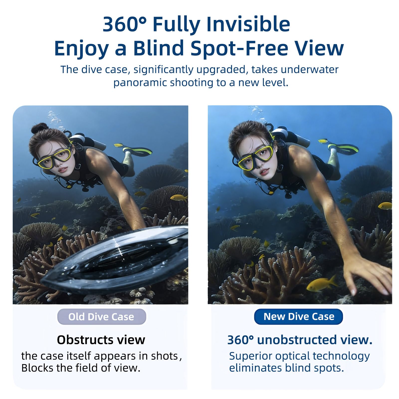 Sea frogs Carcasa impermeable para Insta360 X5, 50 m, revestimiento antirreflectante, material de policarbonato a prueba de golpes, con base tipo Y (OPT-360X5-set 2)