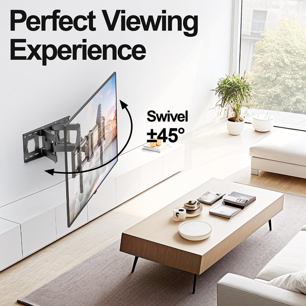 SCHIK Supporto da parete per TV da 32 a 75 pollici, staffa di montaggio per TV a movimento completo, articolata, orientabile, inclinabile, livellamento massimo VESA 600 x 400 mm