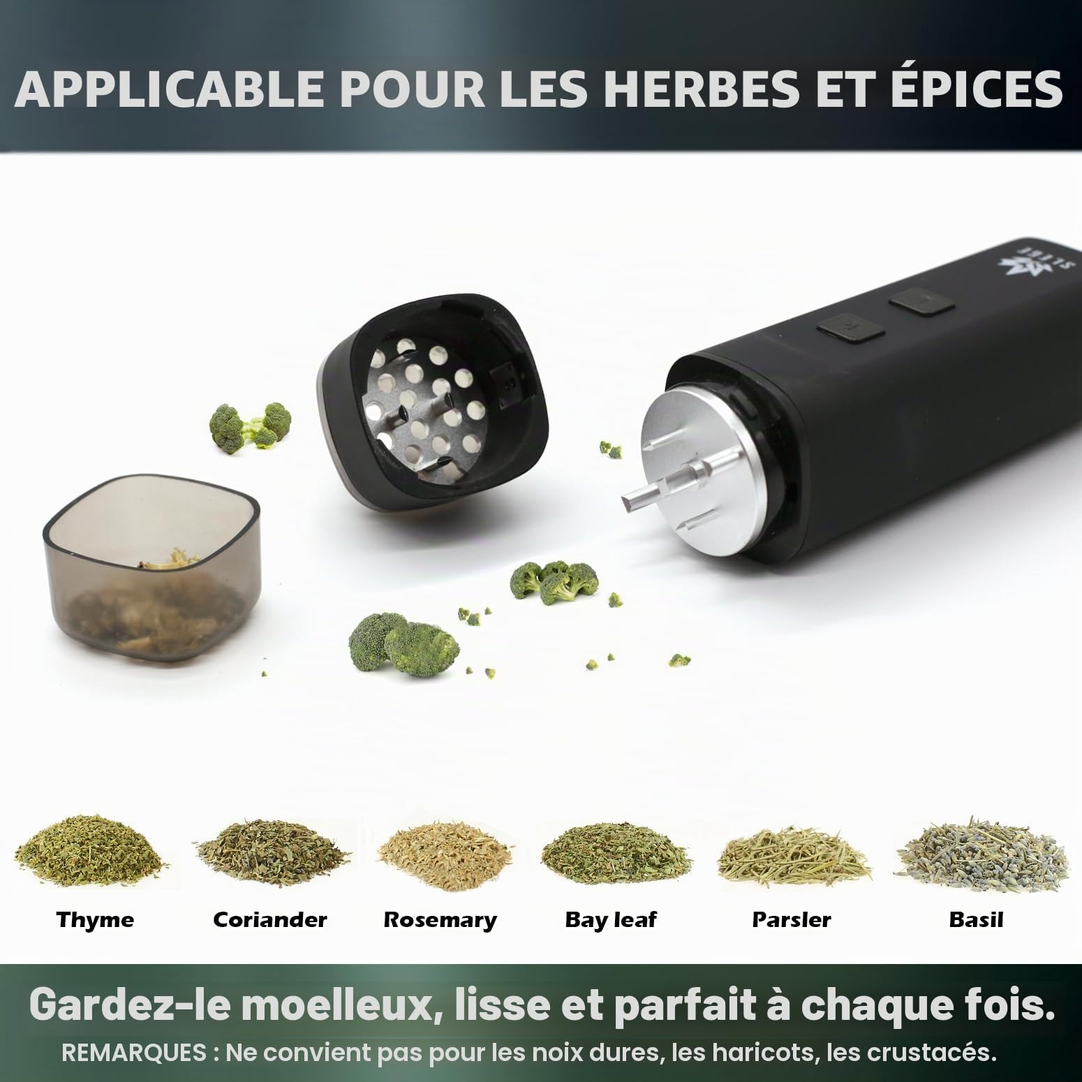 Grinder électrique,Grinder à épices électrique,Portable broyeur épices/pollen,Super Puissance 7 Nm,Broyage bidirectionnel sans blocage,Mouture rapide 1,5 g, Avec trémie,Bol,Tube Conique (noir) USB