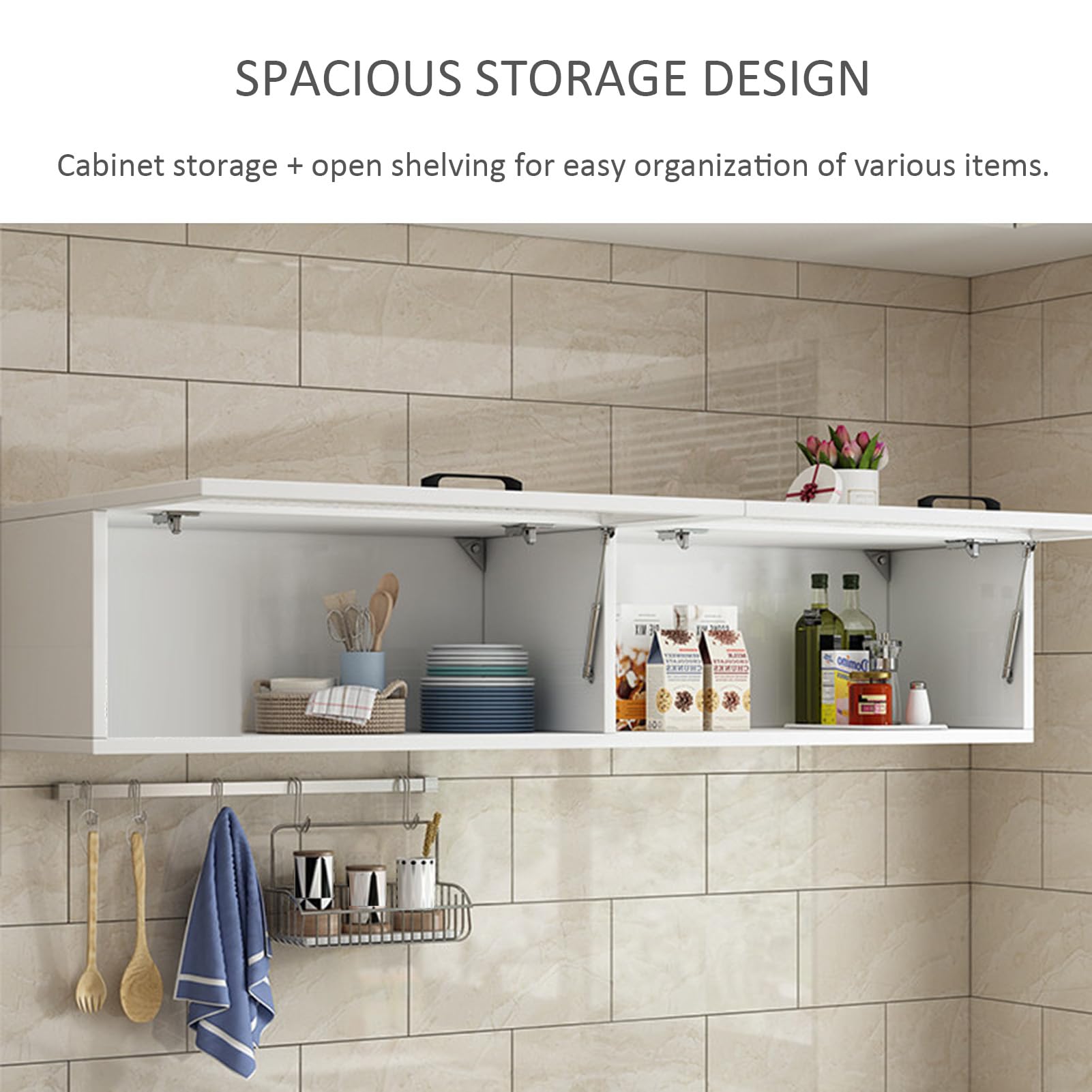 Armoire murale en acier inoxydable avec porte basculante, organiseur de rangement peu encombrant pour cuisine, garage, salle à outils, hôtel, cantine, ustensiles et épices