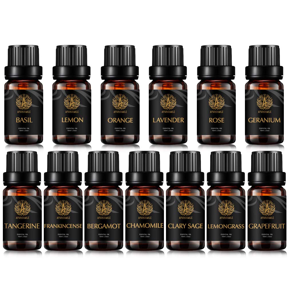 Aromatherapie Bergamotte ätherische Öle Set für Diffusor, 13x10ml 100% reines Basilikum ätherisches Öl Set für Hause, Tangerine ätherisches Öl Kit- Grapefruit, Orange, Rose Öle...