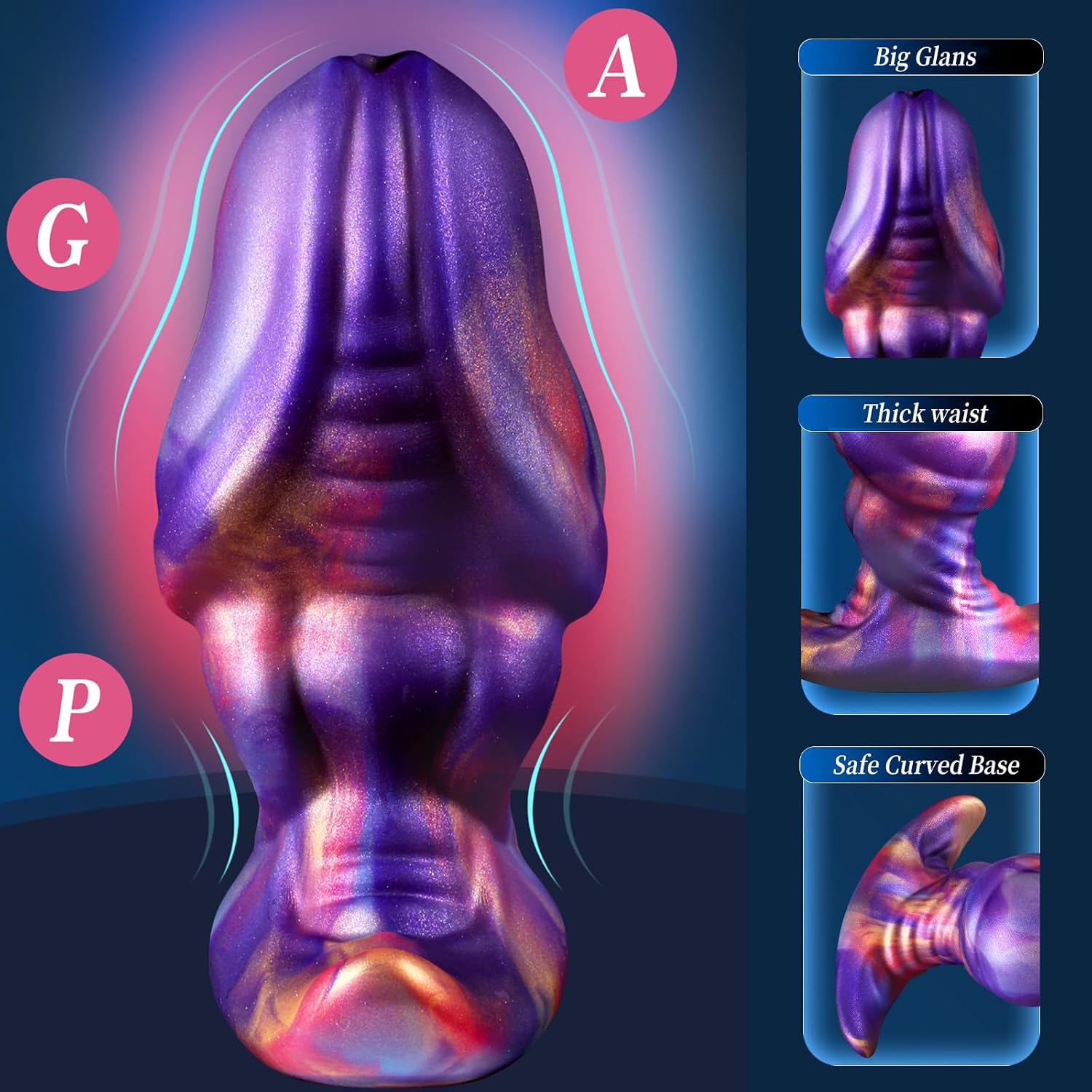 Giant Head Anal Plug for Comfortable Long-Term Wear Silicone Butt Plug Dilator with Curved Base Thick Waist 6.69 x 2.72 Inch Prostate Sex Toy for Men Women Masturbation