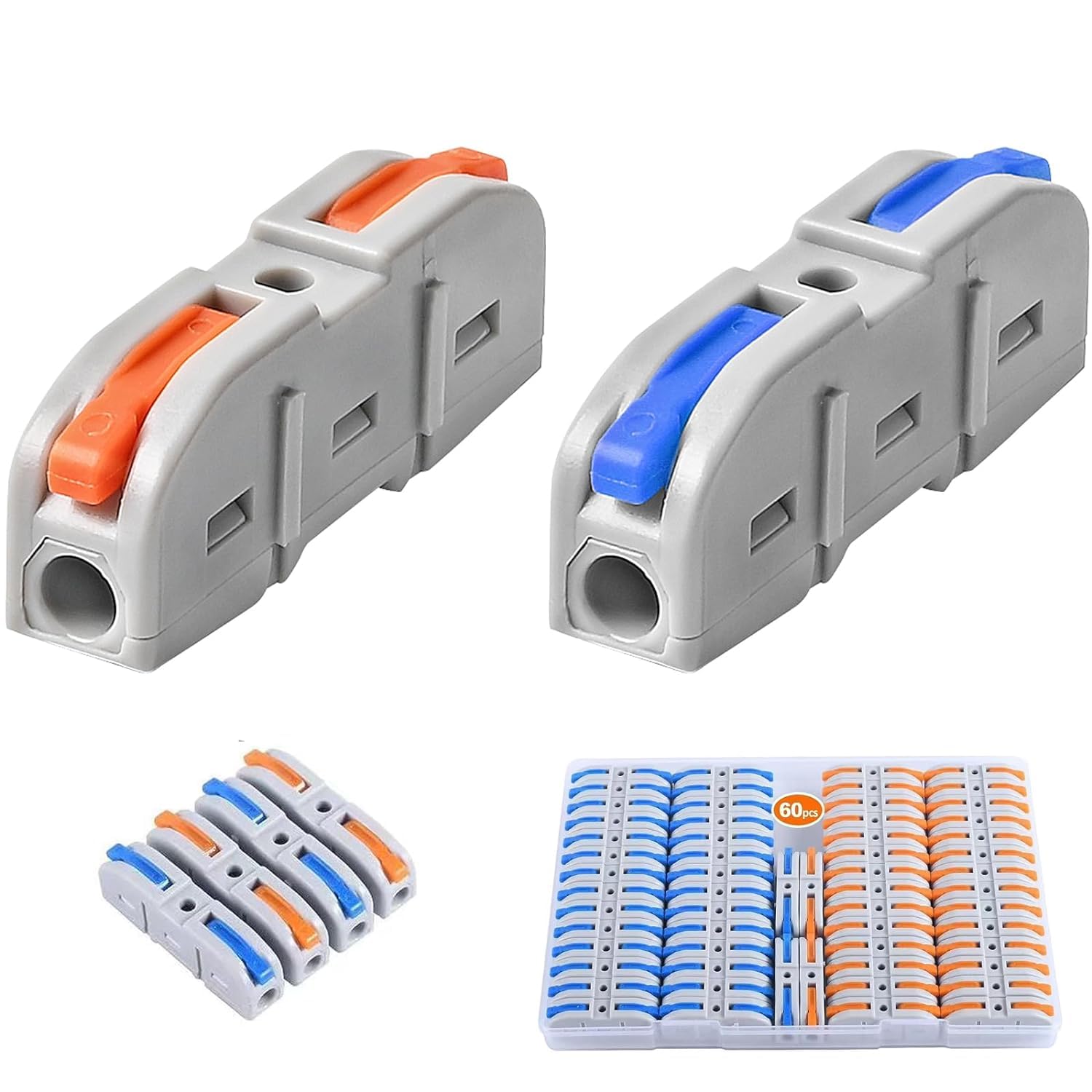 QBM 1 to 1 Inline Electrical Wire Connector kit for Quick Connect，1 Conductor Compact Wire Connectors Splicing Connectors for Circuit Inline Splices 28-12 AWG (1 TO 1, 10)-image-10