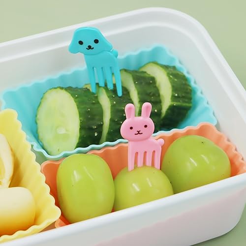 Miniatura 4 de Divisores de silicona para lonchera, 24 piezas, accesorios de silicona Bento con 10 palillos de alimentos para animales, reutilizables, duraderos,