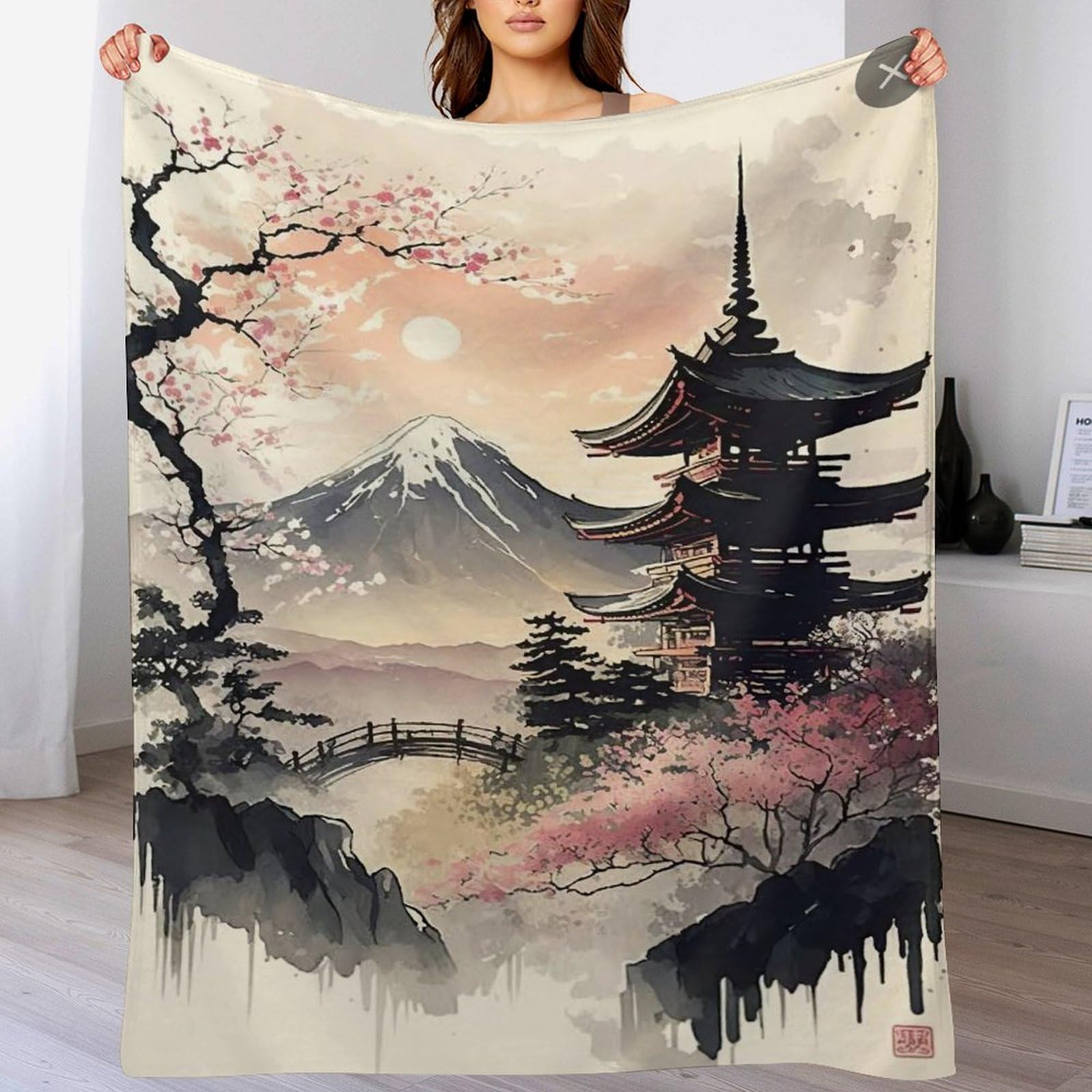 Couverture polaire Japon style plaid en flannel 100x130 cm