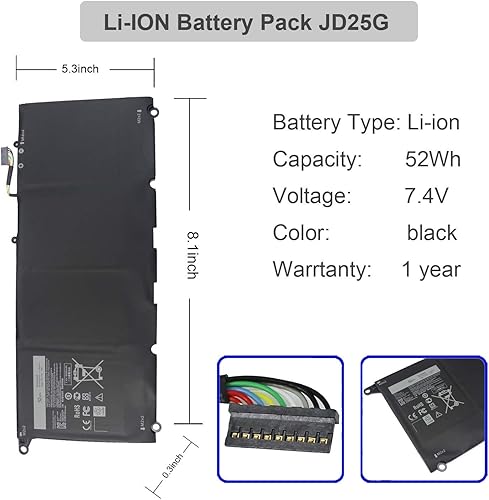 Miniatura 2 de ANGWEL JD25G - Batería para laptop Dell XPS 13-9343 13-9350 13D-9343 Series apta para 5K9CP DIN02 RWT1R 90V7W 7.4V 44Wh