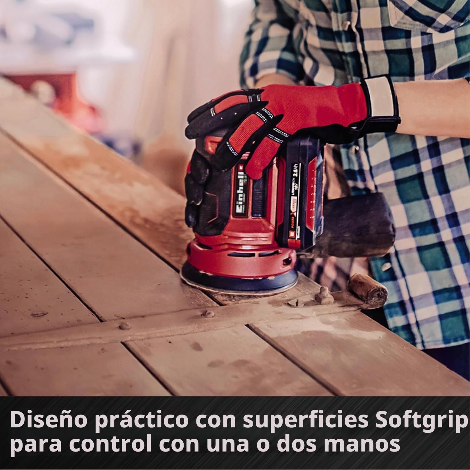Einhell Lijadora orbital aleatoria inalámbrica TE-RS 18 Li-Solo Power X-Change (ión-litio, electrónica de velocidad, cierre de gancho y bucle, incl. 1x lija P80, sin batería ni cargador)