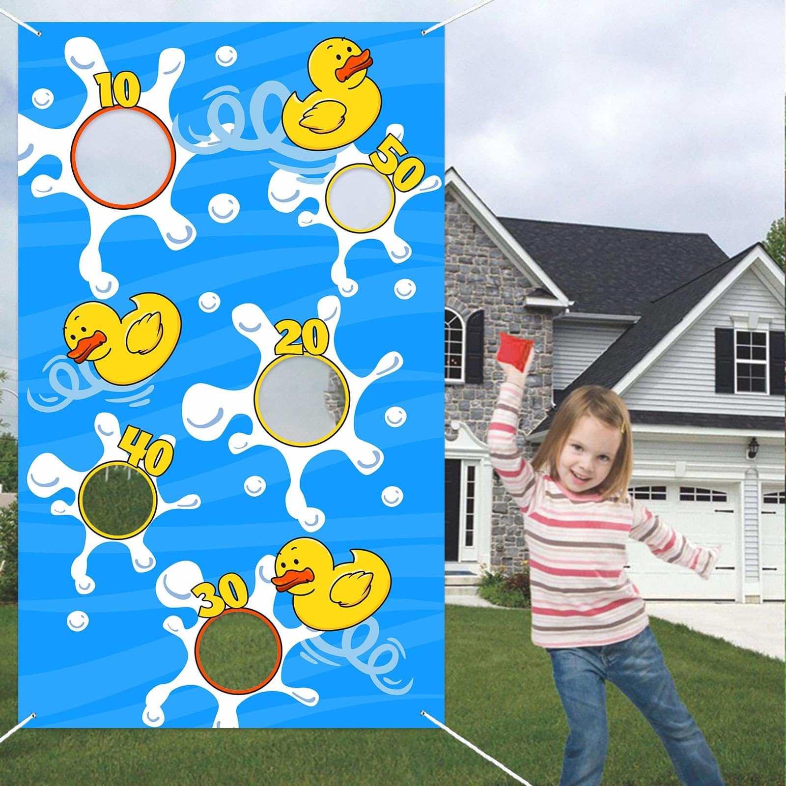 Yellow Duck Birthday Banner - 70.8x47.2in Backdrop For Baby Showers & Parties