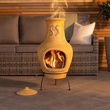 Charles Bentley Clay Chimenea Outdoor Patio Heater, Terracotta, Large