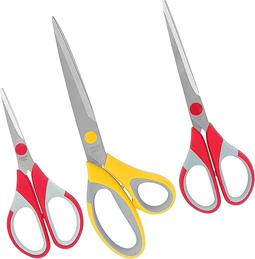 ABOUT SPACE Multipurpose Scissors Set – (Set of 3) Stainless Steel Multicoloured Scissors at Different Sizes for Household,Home & Kitchen, Office,…