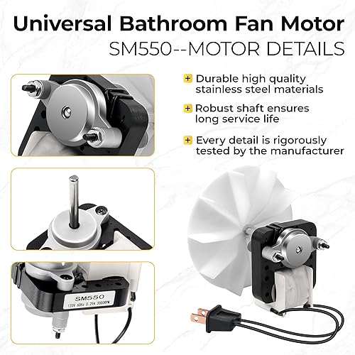 Miniatura 3 de Kit de motor universal SM550 para ventilador de baño compatible con motores eléctricos Nut-one Br-oan de 50CFM, 120V, 3000 RPM, motor de ventilador