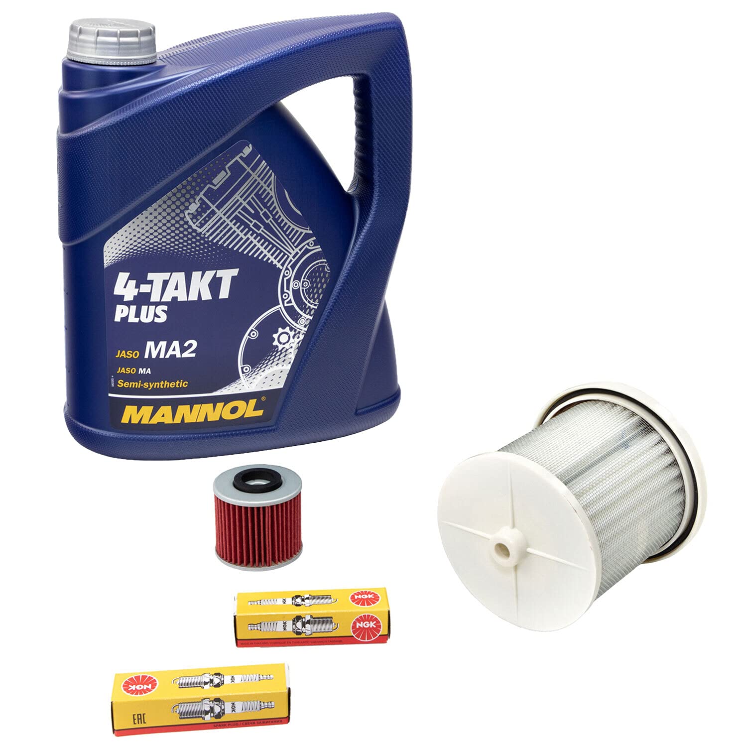 Wartungspaket Öl 4L + Luftfilter + Ölfilter + Zündkerzen für Yamaha XV 535 H XV 535 N XV 535 SH Baujahr 1988-1995