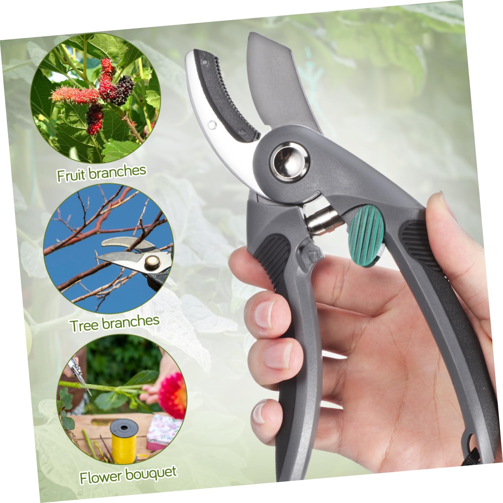 Happyyami Forbici per Potare Molla Forbici da Giardino Bypass Acciaio al Carbonio Strumento per Manutenzione del Giardino
