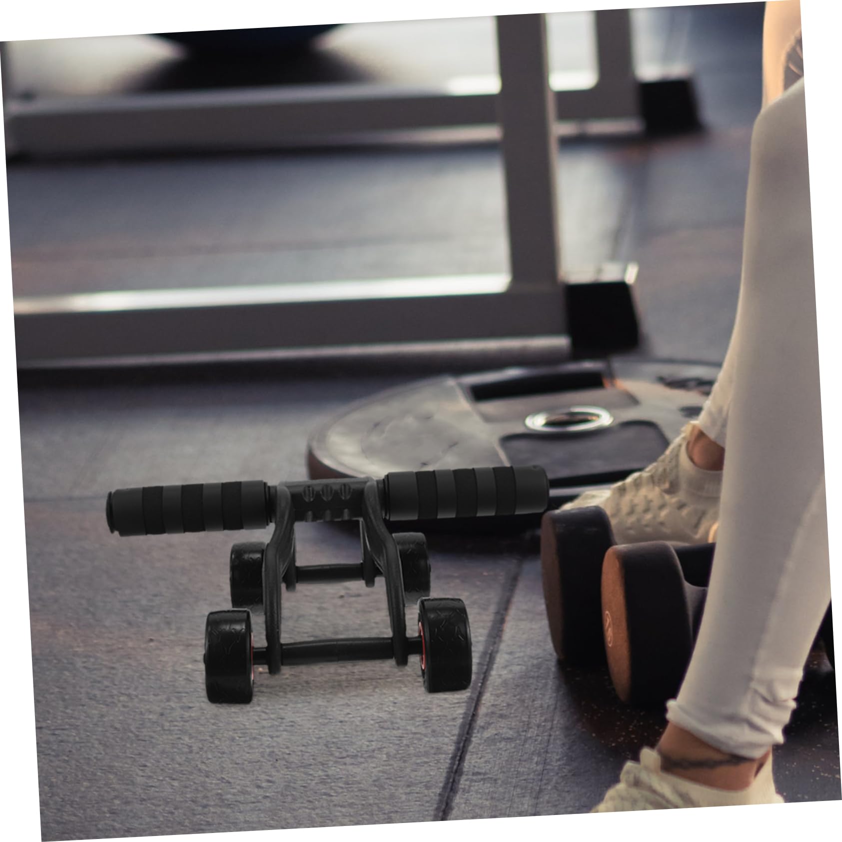 Hemobllo 1pezzi Ruota Addominali Fitness Con Manico Antiscivolo Attrezzo Per Allenamento Muscolare Esercizi Per Addominali e Gambe Di Carico Per Uomini Casa o Palestra