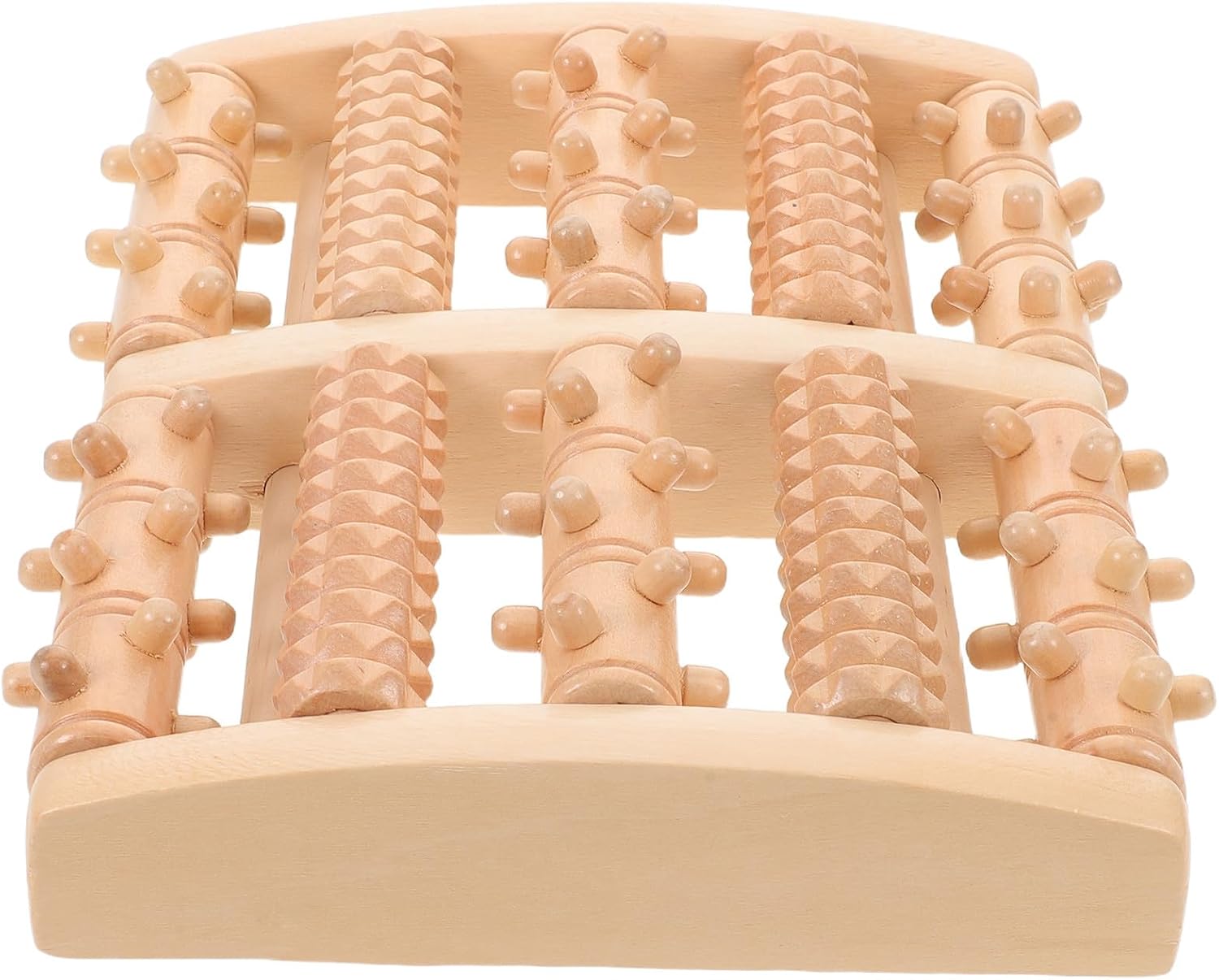 NOLITOY Wood Foot Roller Massager with 5-Row Wooden Spiked Rollers, Manual Foot Self-Massage Tool for Plantar Fasciitis Relief and Trigger Point Therapy, Suitable Under Desk Use,