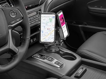 WeatherTech CupFone Duo Adjustable, Universal Cup Holder Phone Mount Car & Truck Accessory Best Design for iPhone & Smartphone Charging Black Metal Knobs