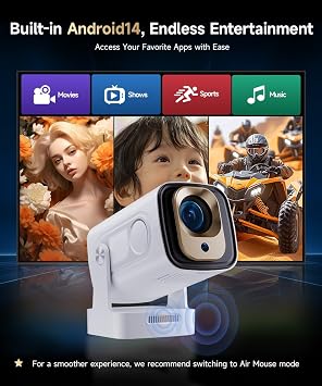 Auto Focus&1080PMagcubic Mini Smart Projector 4K Support, Built in Apps | Portable Projector with Wifi 6 and Bluetooth 5.4, Auto Keystone, 5W Speaker, Android 14, Voice Control, Home Movie Proyector