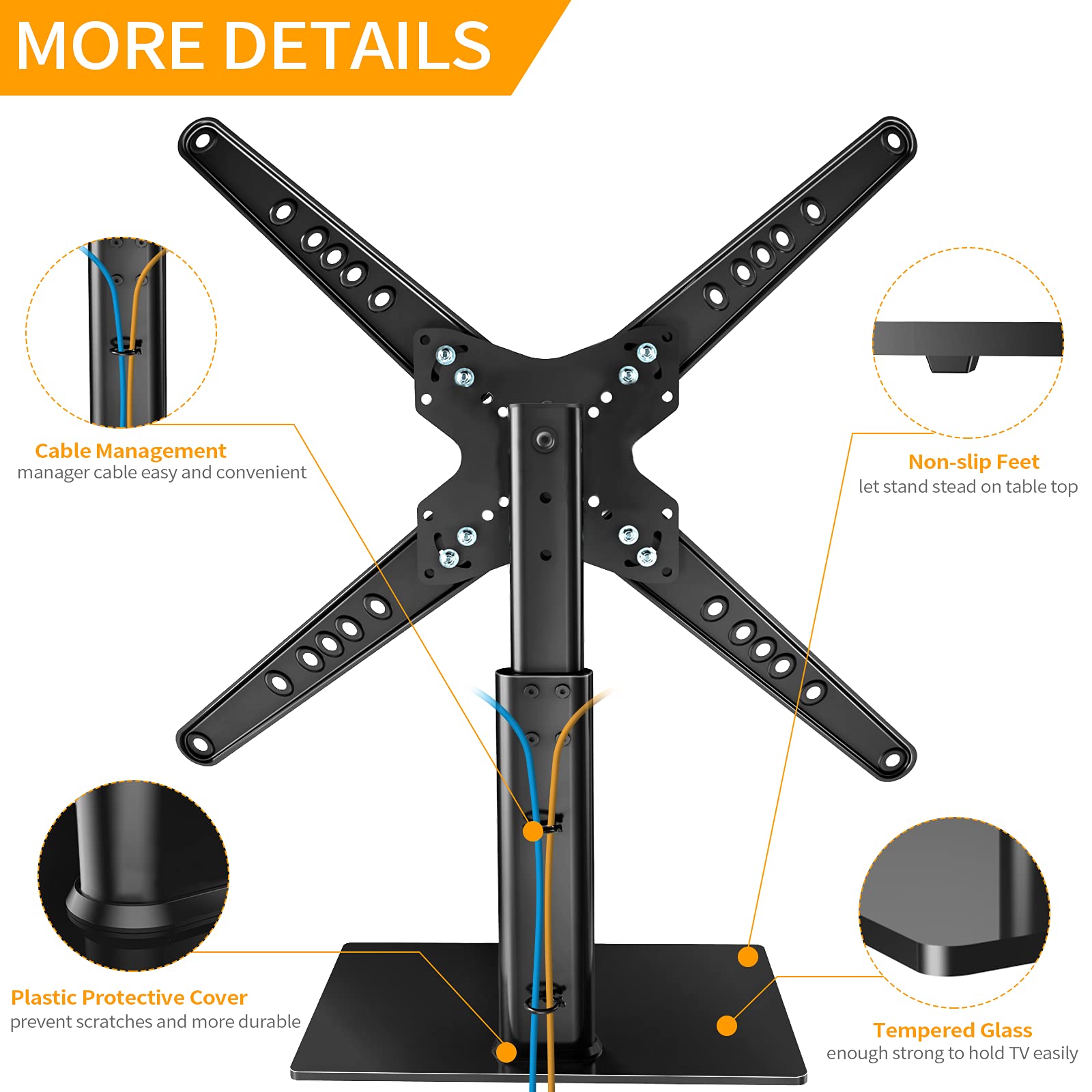 Buy Universal Swivel TV Stand, JUSTSTONE Base Table Top TV Mount for 3770 Inch Flat Curved TVs