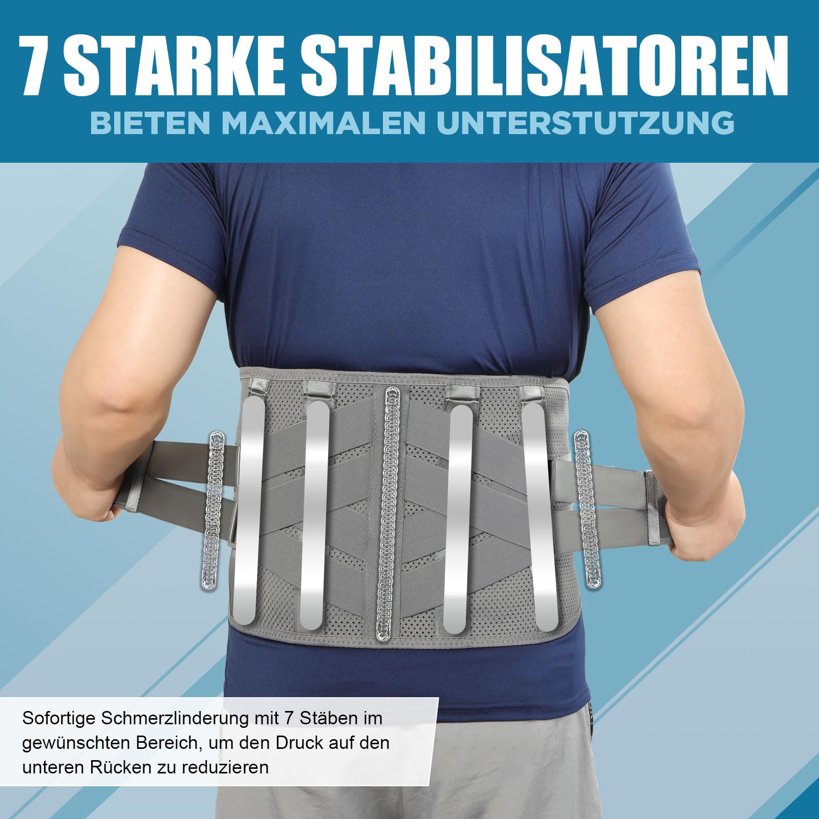 HONGJING Beheizter Rückenstützgürtel mit Wärmefunktion & 7 Metallstäben - Kompressionsgürtel für Rückenschmerzen, Bandscheibenvorfall und Lendenwirbel - Lumbale Unterstützung (M)