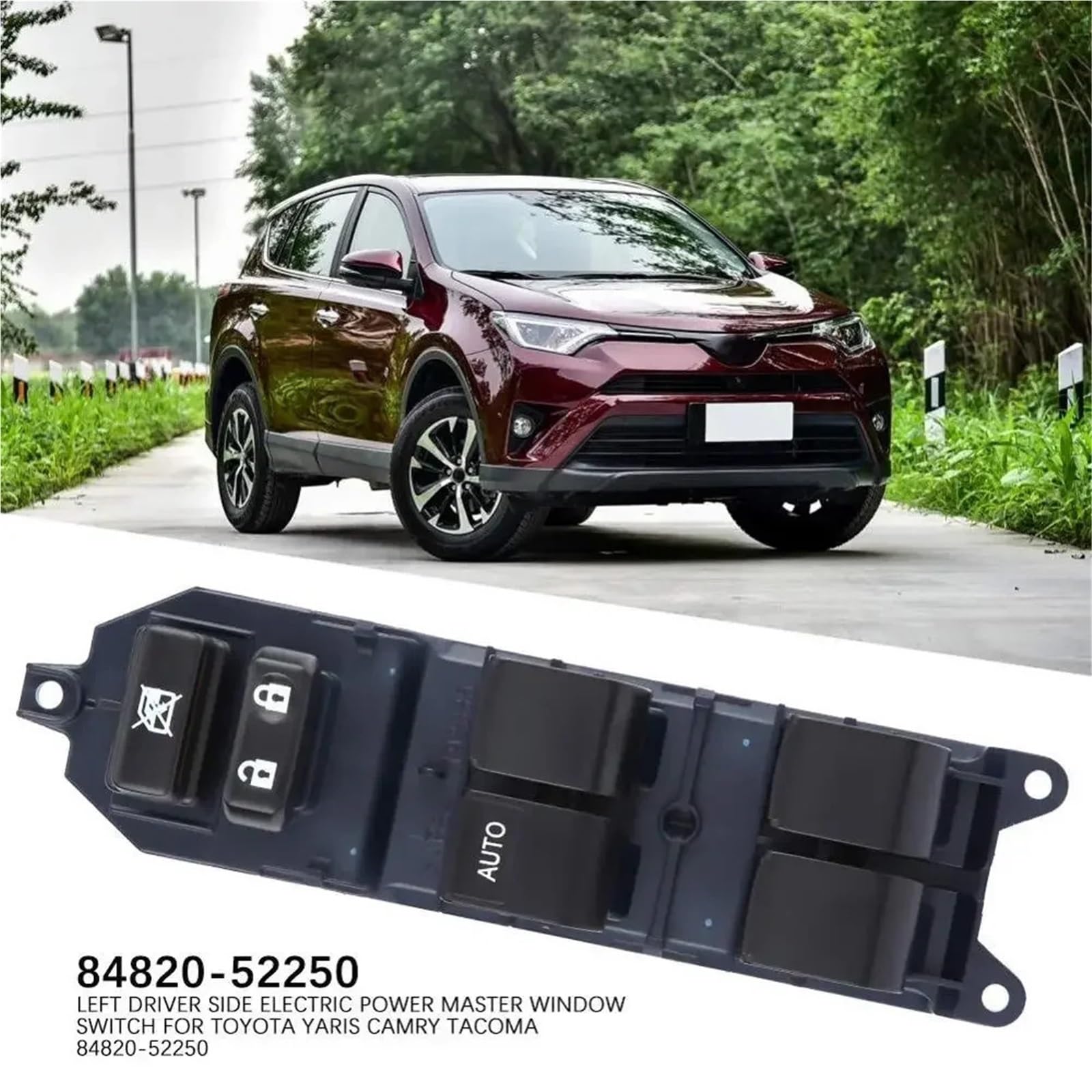 Lewy przedni przełącznik szyby kierowcy zamiennik pasuje do Toyota Yaris Camry Tacoma 2007-2015 ABS plastik czarny