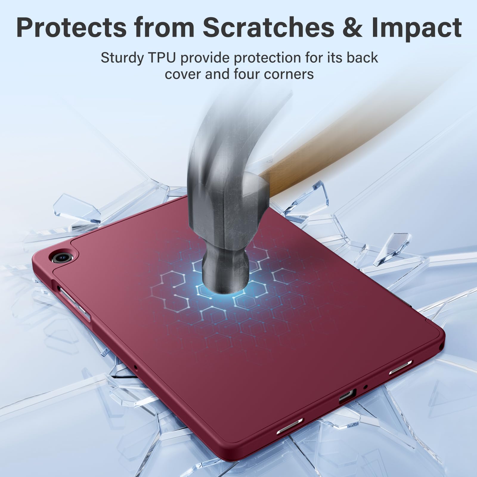 Akkerds Funda compatible con Galaxy Tab A11 Plus de 11 pulgadas 2026/ A9 Plus de 11 pulgadas 2023, funda protectora delgada de TPU suave con soporte triple y encendido y apagado automático para Galaxy