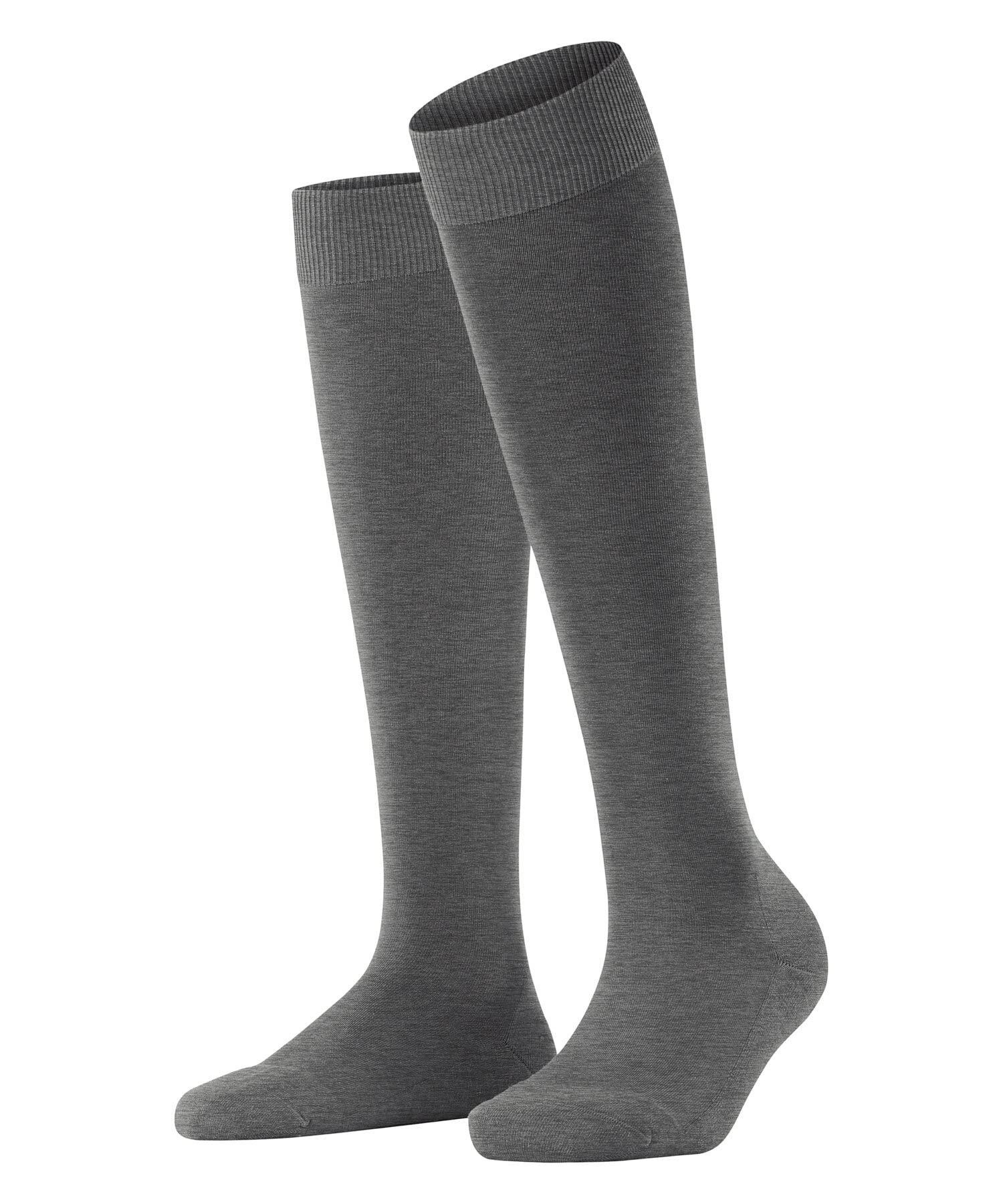 FALKE Women's ClimaWool W Kh Temperature-Regulating Long Plain 1 Pair Knee-High Socks, Grey Light Melange 3216, 4-5
