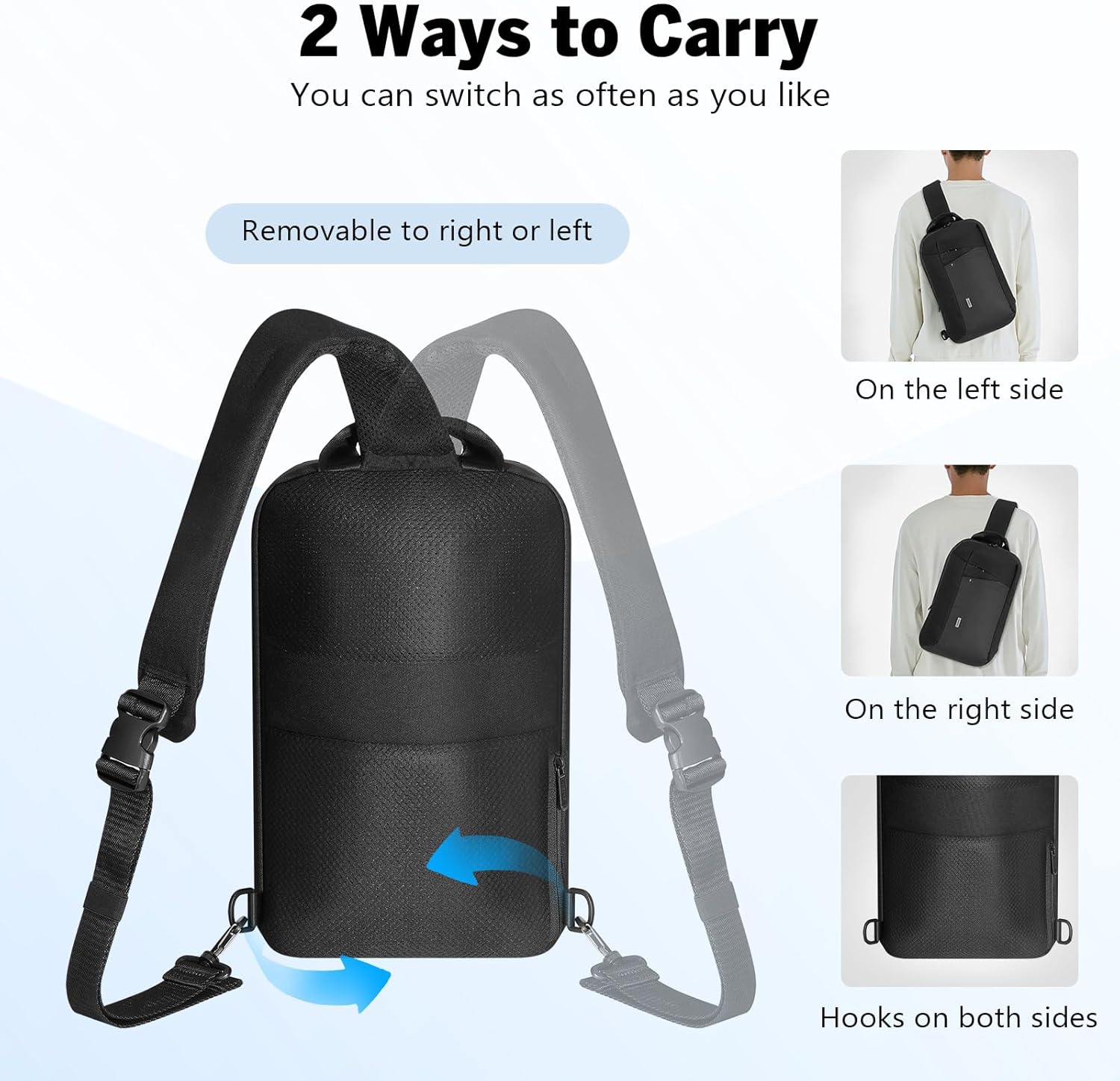 MoKo Compact EDC Sling Bag for New 13-inch iPad Pro M4/Air M2, Minimalist Chest Shoulder Crossbody Bag for Men Women Daily Use, Single Strap Daypack for New 13" MacBook Air/14 MacBook Pro, Black - Image 4