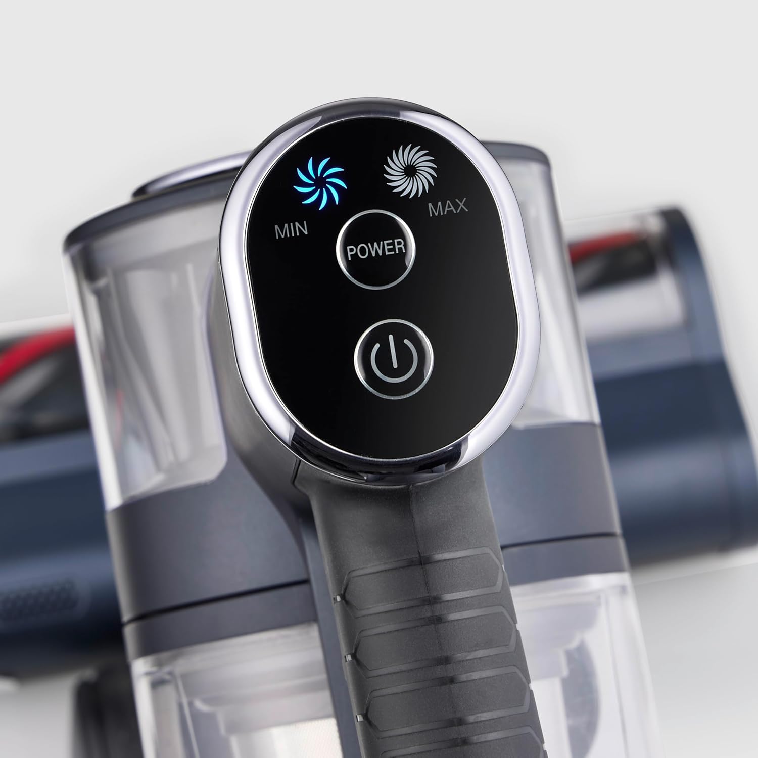 Control panel of Severin S-Power Olymp HV 7175 showing Min, Max, and Power buttons
