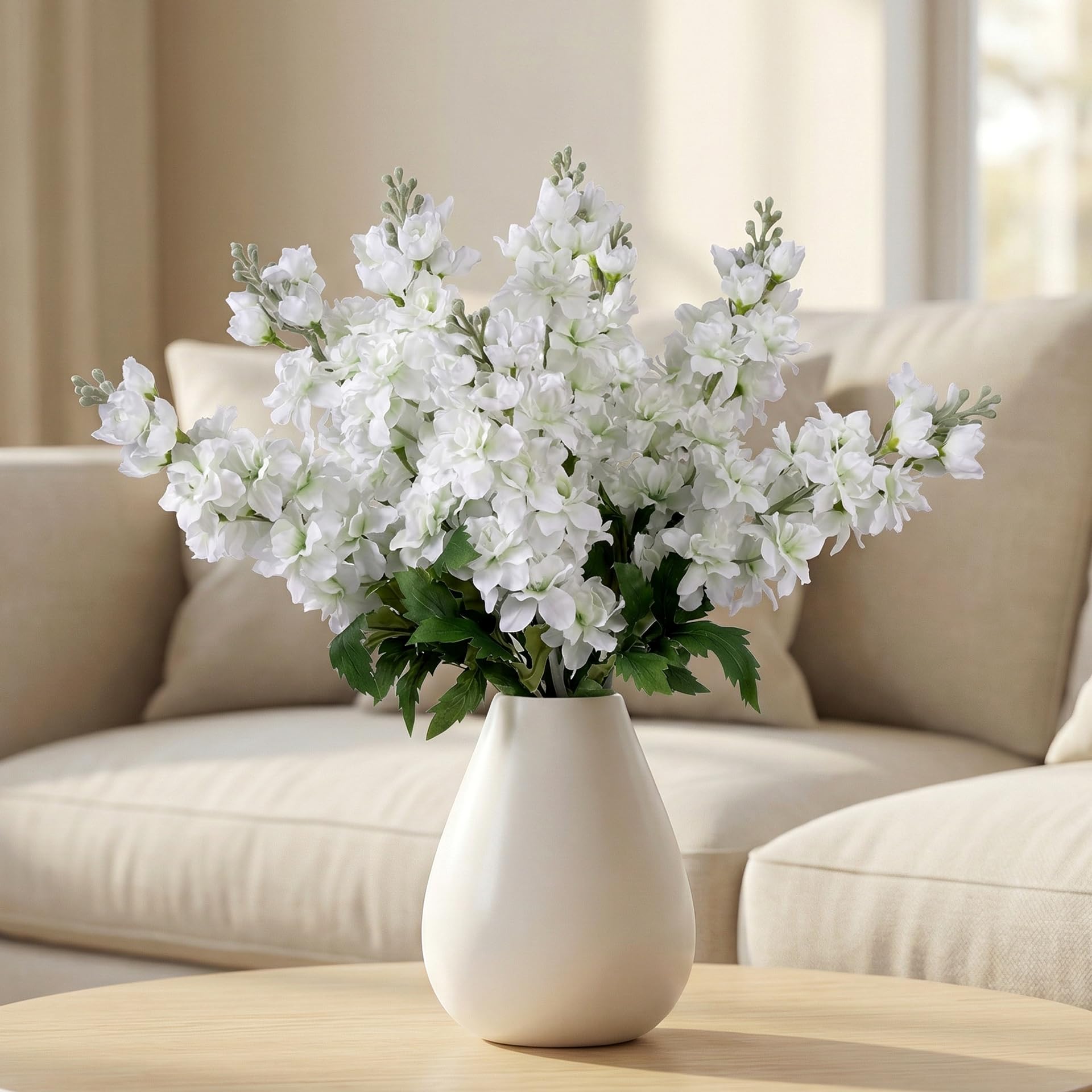 Fake Flowers 23.6” Delphinium Artificial Flowers 8Pcs Silk Flowers with Stems Long Stem Artificial Flowers for Tall Vase Faux Flowers for Indoor Home