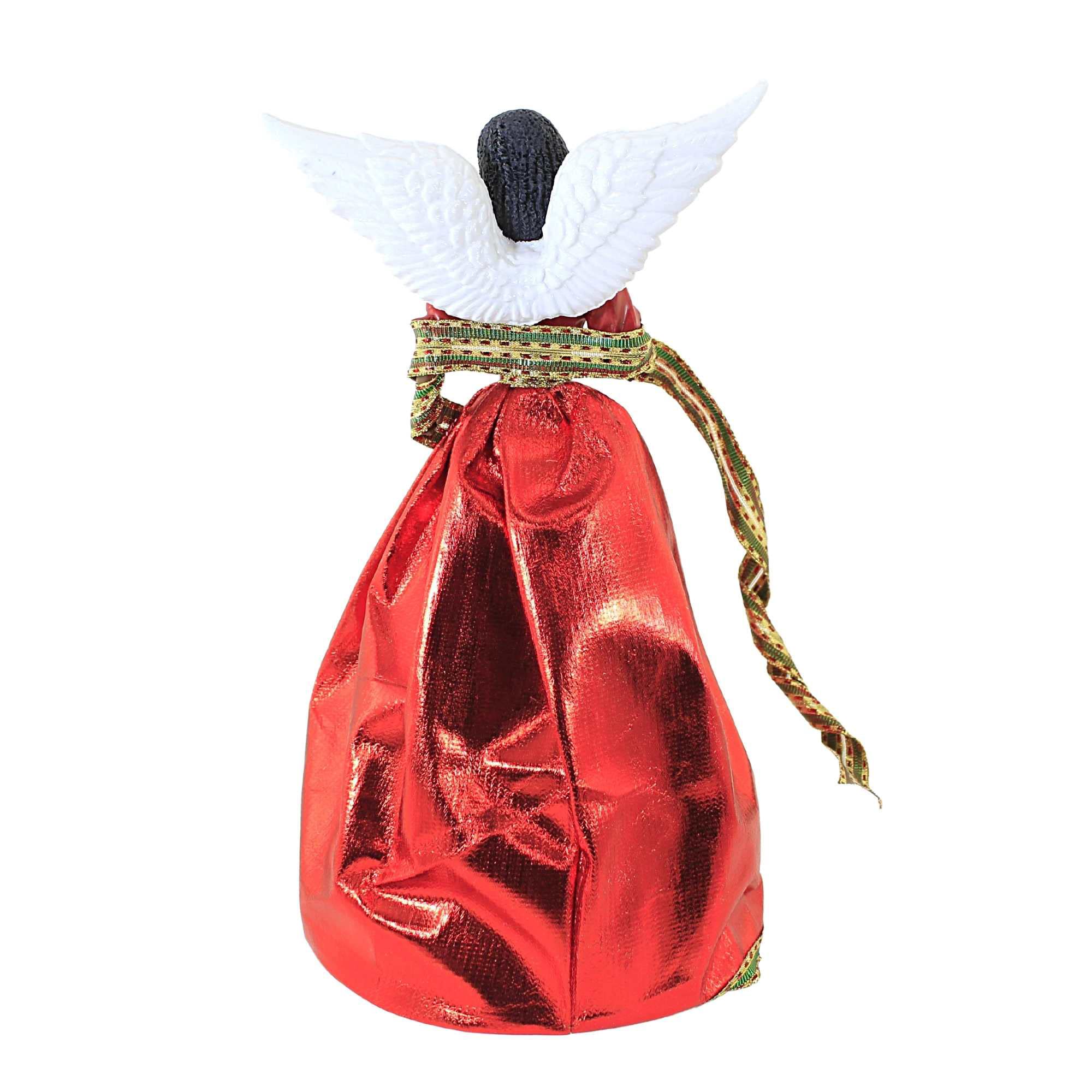 Elegant Rosy Red Holly Gown Angel 16 inch Decorative Tree Topper