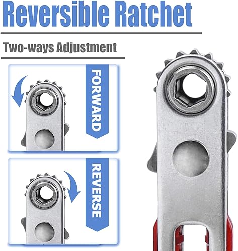 Miniatura 4 de Mesee Juego de 2 mini llaves de trinquete de 1/4 de pulgada, llaves de destornillador de trinquete de cabeza de codo y cabeza plana, mango de