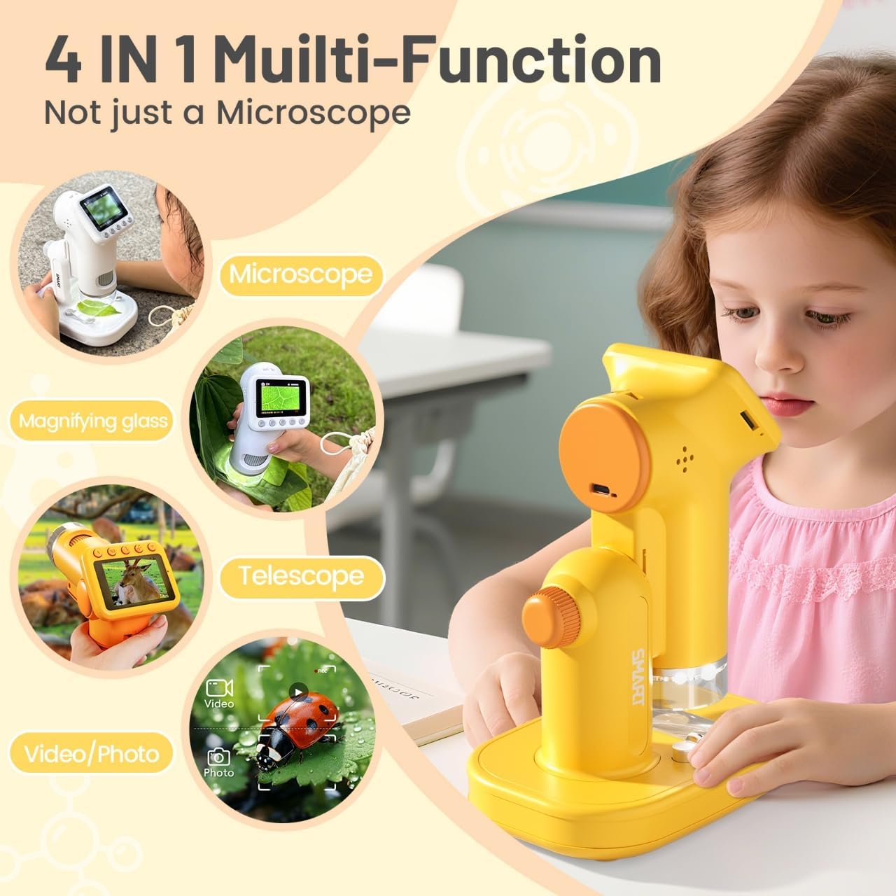 1600x Microscope for Kids, 2" Digital Screen Kids Microscopes, Handheld Pocket Microscope with Photo/Video, LED Light, 32GB, Slides, Rechargeable Portable Microscope for Boys Girls Ages 6,7,8-12 - Image 5