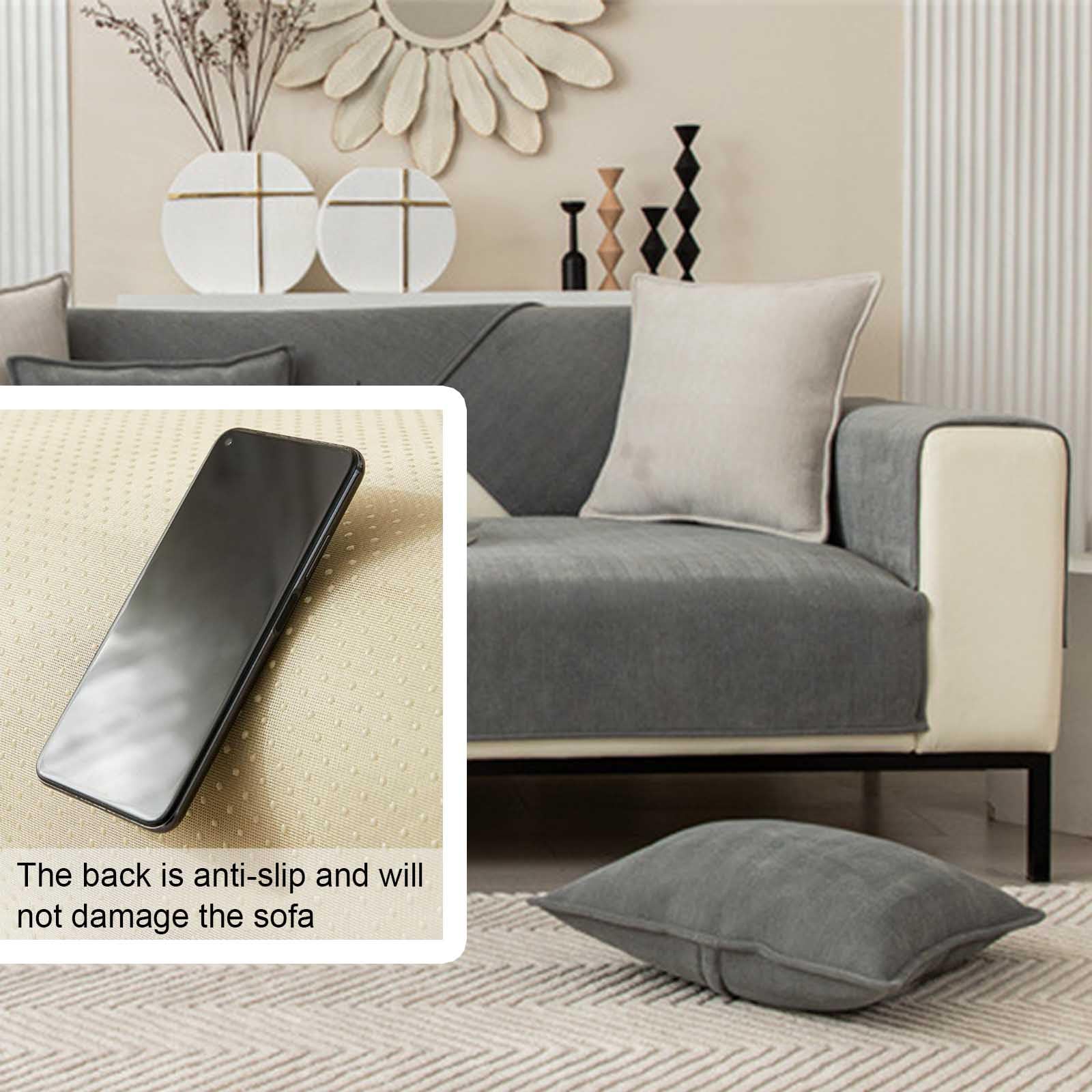 Funny Fuzzy Sofa Cover Copridivano 3/4/2 Posti con Penisola,Copridivano Angolare con Penisola Antiscivolo Magnetico, Herringbone Chenille Fabric Furniture Protector Sofa Cover(B3,110x180cm)