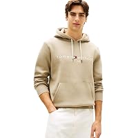 Tommy Hilfiger Uomo Felpa Logo con Cappuccio, Beige (Keystone)