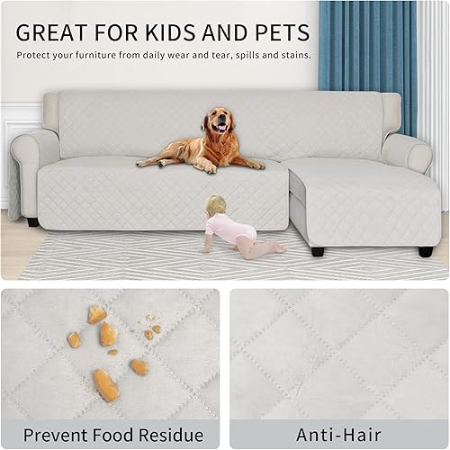 Miniatura 4 de ISSUNTEX Fundas de sofá modular para perros, funda reversible en forma de L, resistente al agua, protector de furinture para niños y mascotas (S,