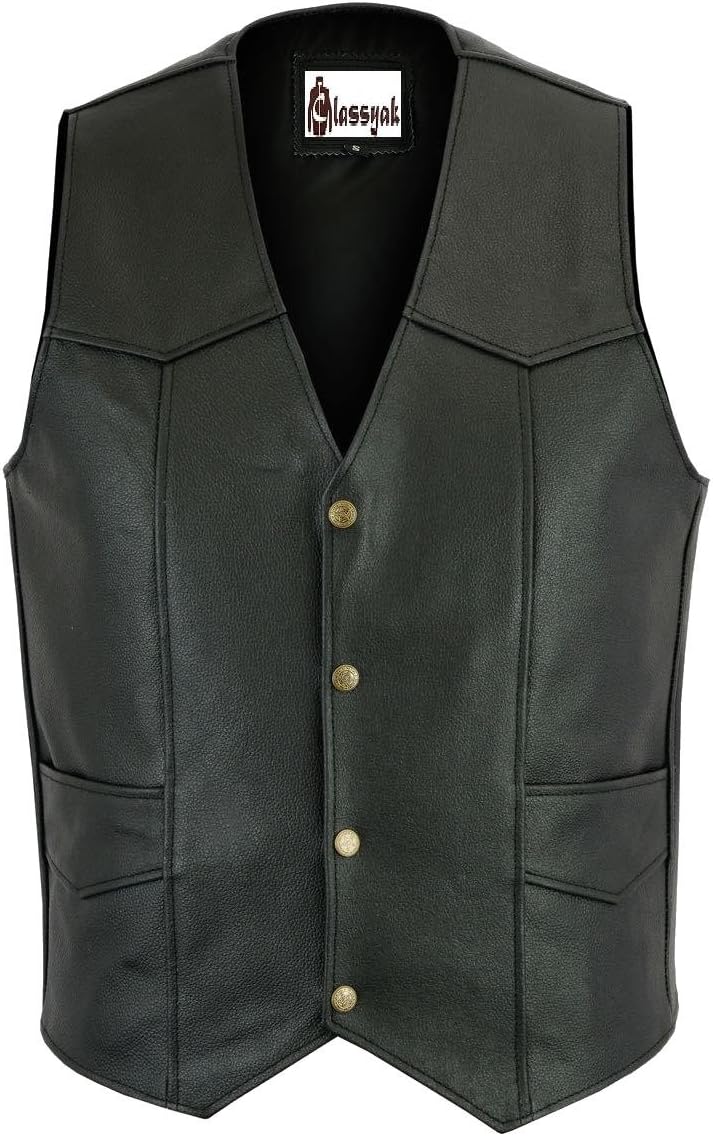 Classyak Men's Fashion Real Leather Stylish Vest