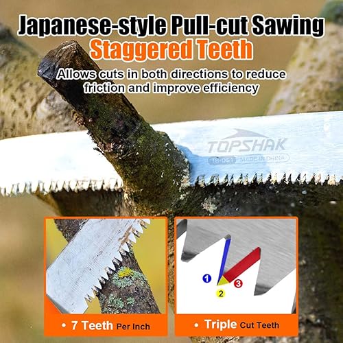 Miniatura 3 de Sierra de mano plegable de 7 pulgadas para corte de madera sierras de poda de mano con dientes duros Acero SK-5