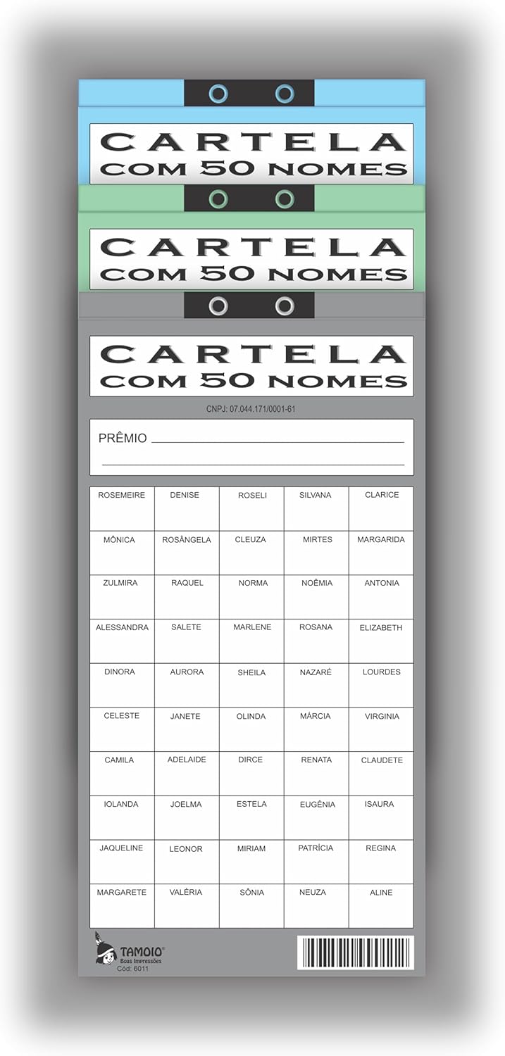 Cartela de Rifa 50 Nomes - Pacote C/10 Unidades : Amazon.com.br ...