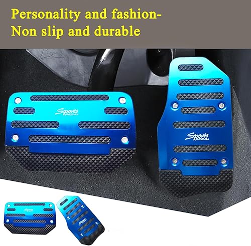 Miniatura 5 de Fogfar Juego de 2 pedales de transmisión automática para automóvil, aleación de acelerador de freno + tira de goma antideslizante sin perforaciones,