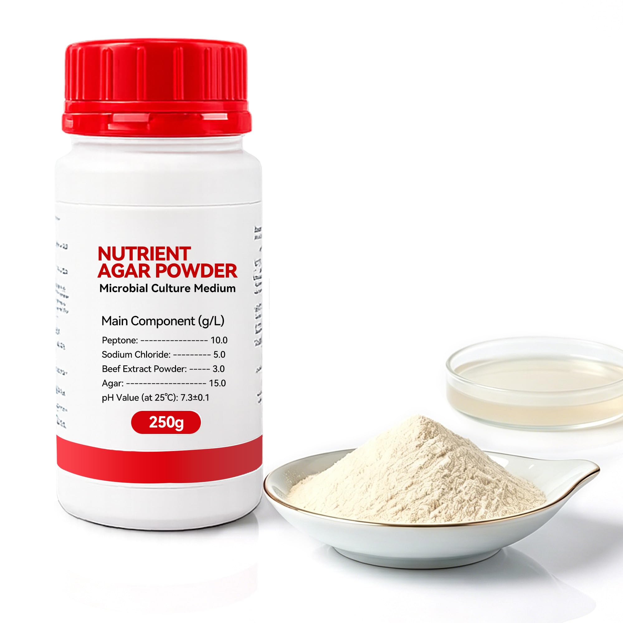 Polvo de agar nutriente 250 g, rendimiento 350-500 platos de Petri | Medio de cultivo de alta calidad para microbiología, proyectos de feria científica y experimentos de laboratorio