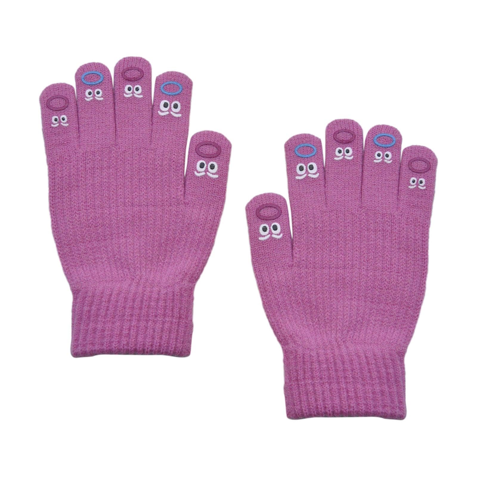 Winter Warm Knitted Gloves Soft for Cold Weather Touch Screen Gloves Rose Red-image-19