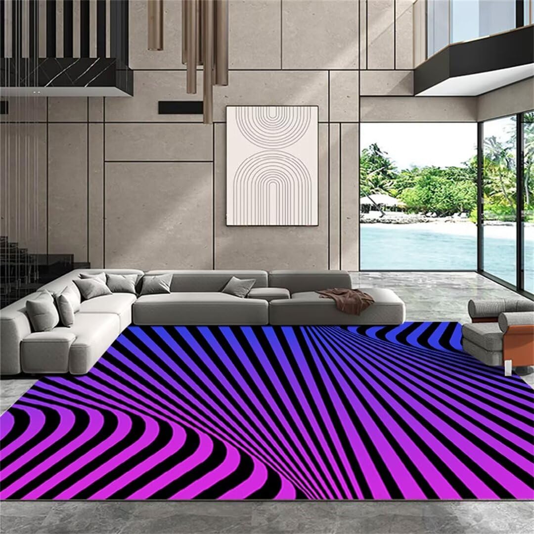 Tapis à carreaux violet 80x120cm enfant pour salon et couloir