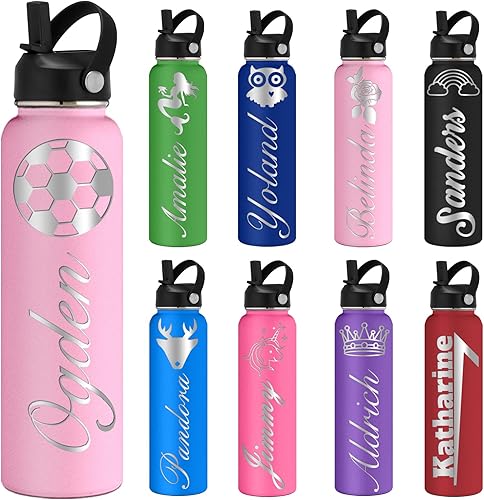 Botellas de agua personalizadas para niños con tapa con pajilla, botella aislada personalizada con nombre y texto para hombres, regalos para papá disponible en Yaxa Costa Rica