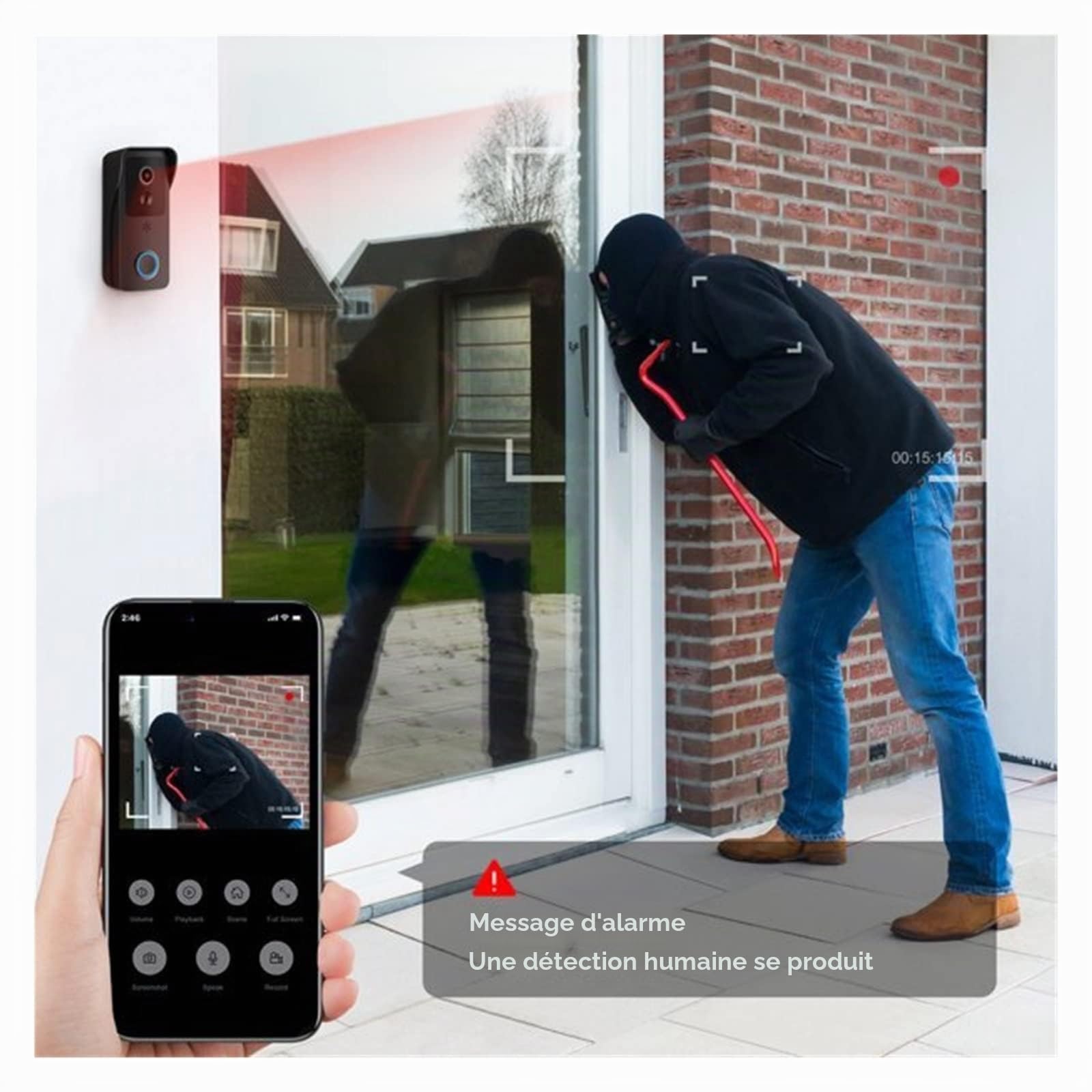 Sonnette vidéo Tuya Sonnette vidéo 5G/2.4GHz Double extérieur sans Fil Sonnette de Porte 1080P étanche IP54 Maison Intelligente interphone Porte téléphone caméra