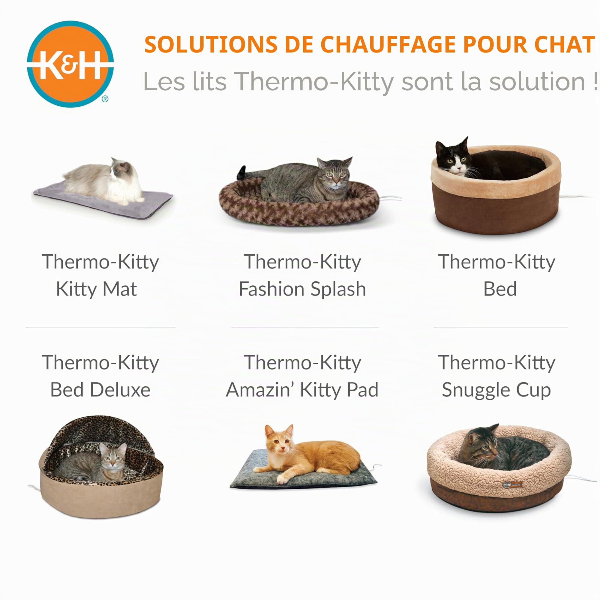 K&H Pet Products Tapis Chauffant pour Chat d'intérieur – Tapis Chauffant apaisant et Chaud pour Animaux de Compagnie – Lavable en Machine – Chauffage imperméable – Sécurité listée – 31,5 x 63,5 cm –