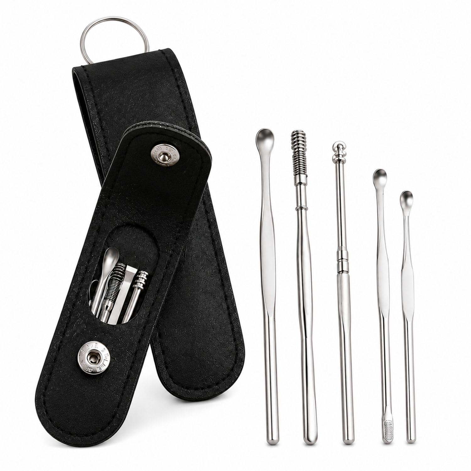 Premium Ear Wax Removal Kit, Reusable Stainless Steel Ear Cleanser Set with Travel Case (Pack of 6 Tools)-picture-13