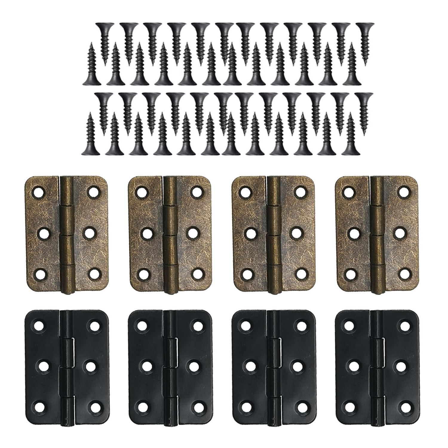 Xmnivate Green And Patina 8 Pieces Of Cabinet Door Hinges, 48 Screws, Folding Furniture Hinges, Cabinet Door Hinges, Folding Door Hinges, Wooden Door Hinges