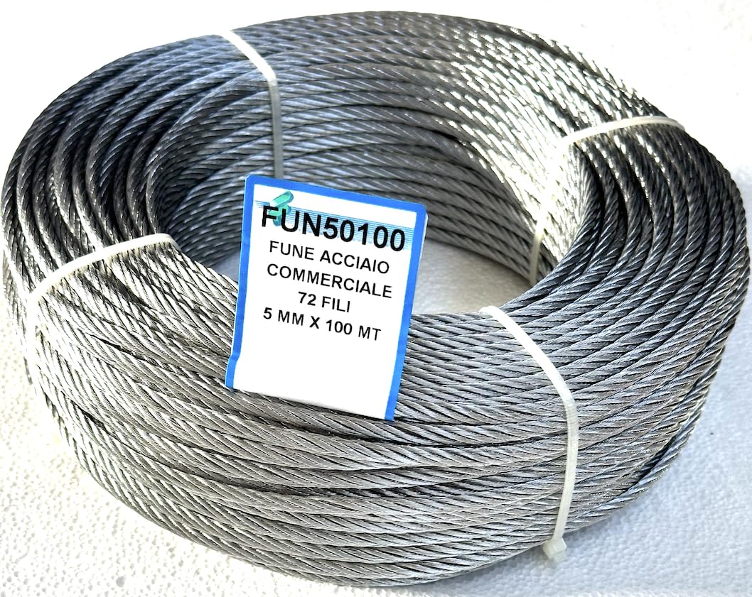 Cable de acero galvanizado, 5 mm, 7 x 7 x 100 m, 1 rollo (cable de acero galvanizado, 5 mm, 7 x 7 x 100 m, 1 rollo)