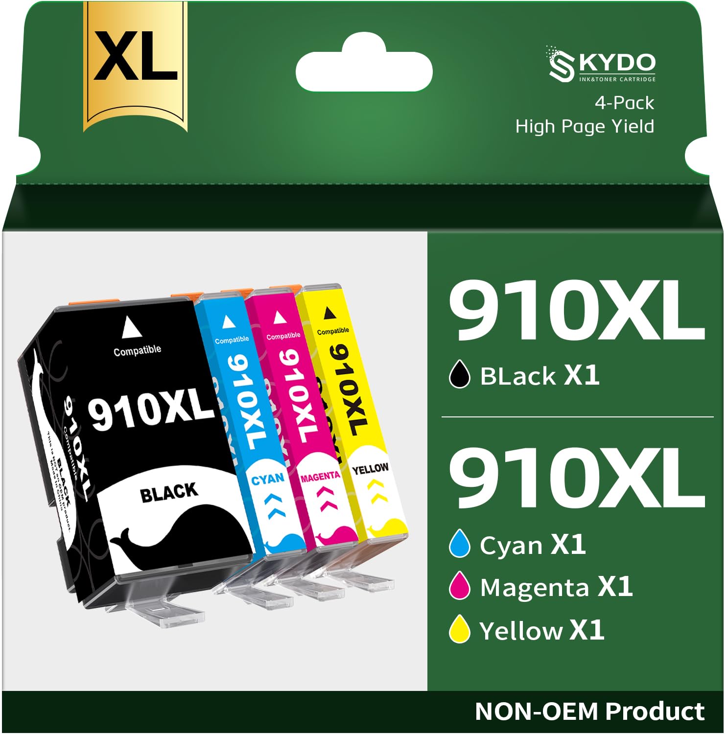 910XL Ink Cartridges for HP Printer 910 XL 910XL Ink Work for OfficeJet Pro 8020 8025 8028 8030 8035 8010 8015 8022 Series (Black, Cyan, Magenta, Yellow, Combo Pack)