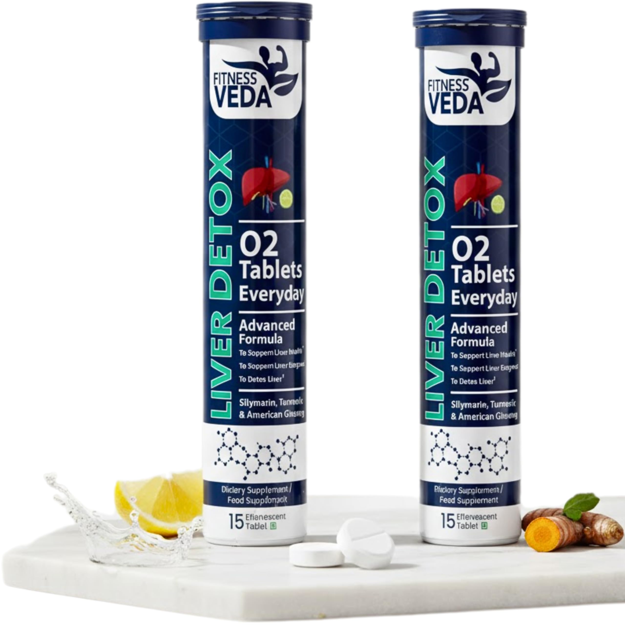 Fitness Veda Liver Detox Effervescent-Pack of 2 | Fatty Liver Health Supplement | Milk Thistle With American Ginseng | Drop, Dissolve, Fizz & Drink | Advanced Ayurvedic Formula for Liver Health – 15 Tablets Each-image-47